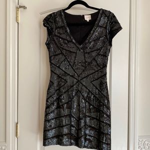 PARKER SEQUIN BLACK DRESS